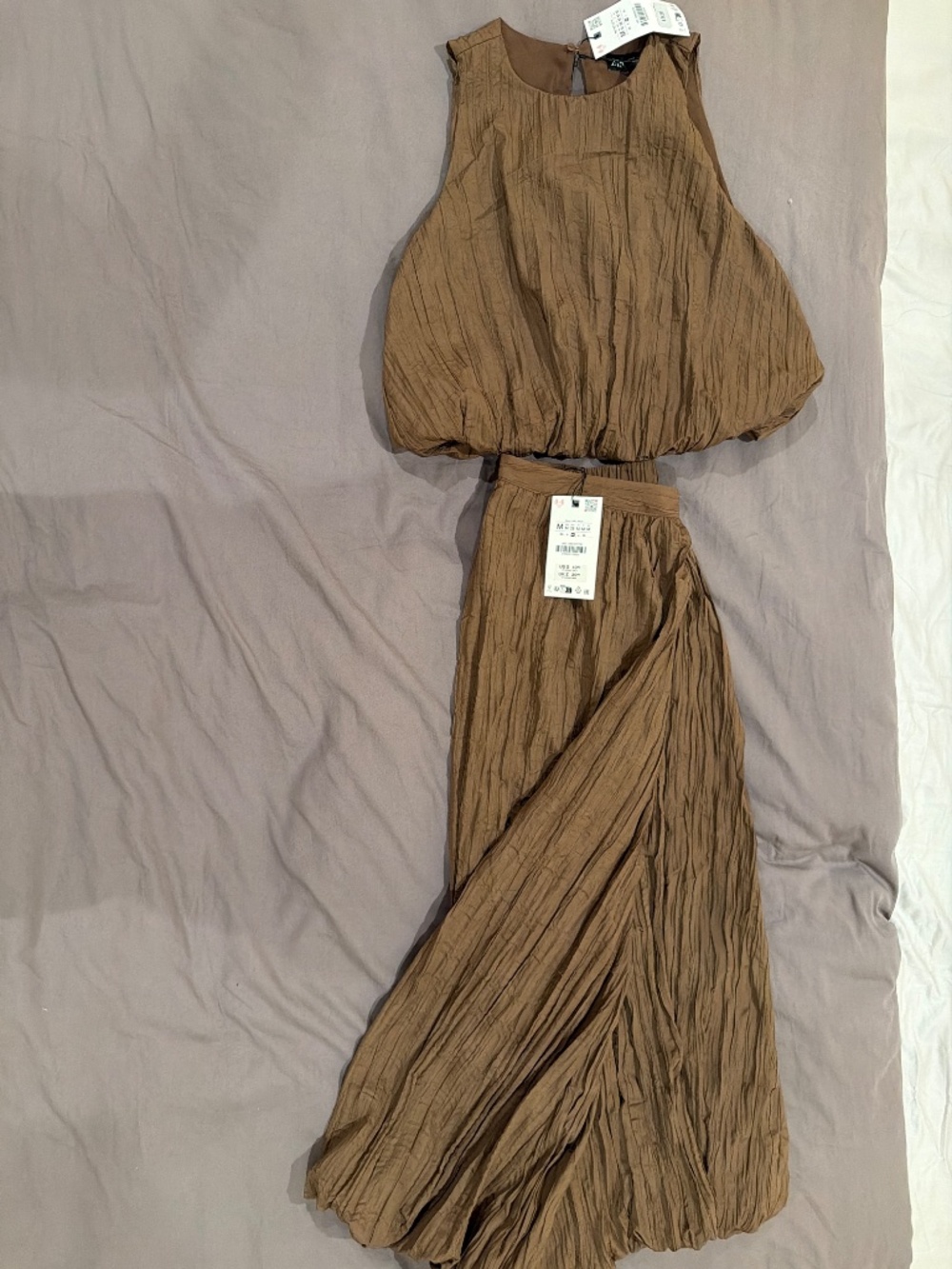 NWT Zara Textured Two-Piece Set | Crop Top & Midi Skirt | Sze Medium - Picture 2 of 3